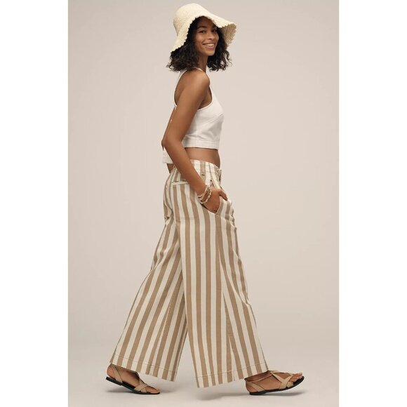 Maeve High-Rise Wide-Leg Jeans White Beige Striped 26 - Picture 4 of 4